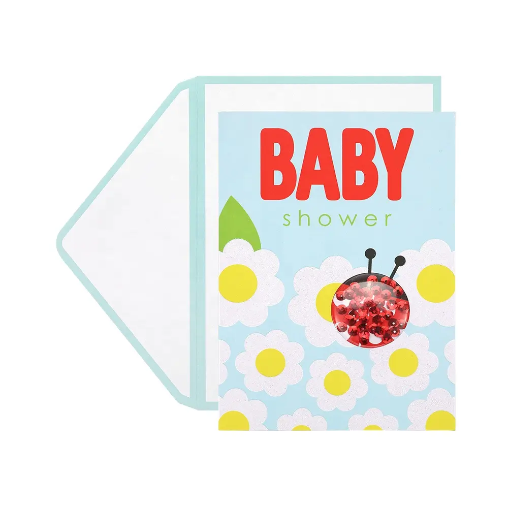 Custom Printing Glitter Cute Funny 3D Shake New Baby Shower Greeting Cards