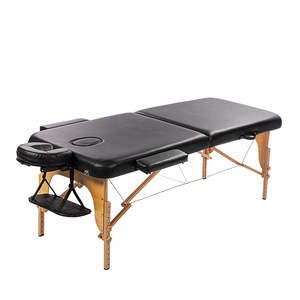 Lit de massage pliable portable en médecine chinoise avec accoudoirs confortables en bois de hêtre renforcé pour les salons de beauté - Product Image 2