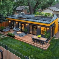 Contenedor prefabricado comercial móvil de 20 pies y 40 pies, sistema de energía solar extensible para oficina y hogar, contenedor de almacenamiento de paquete plano