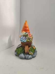 Adorno Decorativo de Resina para Jardín Exterior, Artesanía 3D Hecha a Mano, Pintada a Mano, Color Personalizado, Luz Nocturna LED Solar, Gnomo <span class=keywords><strong>Duende</strong></span> en Carro - Product Image 5