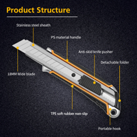 Couteau utilitaire à manche en alliage d'aluminium personnalisé ZY-510 18mm Sk2 Couteaux à lame cassable Couteau de coupe multifonctionnel robuste
