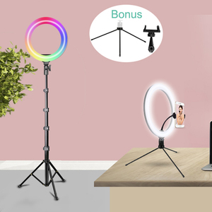 ไฟวงแหวนขนาด 10 นิ้ว 7.5W ปรับความสว่างได้ 6000K พร้อมไฟ LED 120 ดวง และฟิลเตอร์สี สำหรับ YouTube TikTok เซลฟี่ และการถ่ายภาพ - Product Image 4