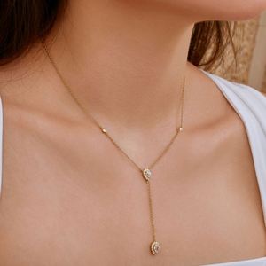 Collar Dylam Elegance con Colgante de Zirconia 5A en Forma de Gota de Agua, Cadena de Plata de Ley 925, Diseño Clásico, para Mujer, Uso Diario - Product Image 2