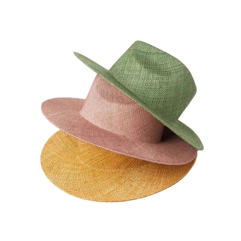 Chapeau en paille à large bord pour femme, 15 cm, herbe naturelle, logo pour dame, design de plage, uni, personnalisé, panama