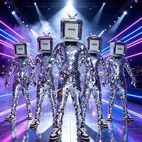 Costume de robot miroir personnalisé avec écran TV intégré, combinaison miroir pour spectacle de boîte de nuit, performance scénique, danse, cosplay pour événements et spectacles
