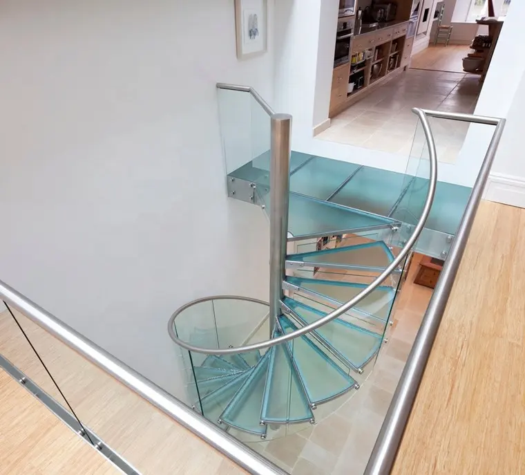 Venda quente Zovee Personalizado Escadaria De Vidro De Luxo fabricação/Vidro escada espiral/corrimão de aço inoxidável