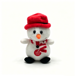 Muñeco de nieve de peluche personalizado con gorro de Papá Noel y bufanda roja, muñeco de nieve de peluche navideño, lindo muñeco de nieve de peluche. - Product Image 2