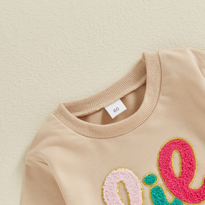2025 automne hiver bébé fille vêtements <span class=keywords><strong>LIL</strong></span> SIS Patch surdimensionné sweat barboteuse bébé petite soeur pull bulle barboteuse - Product Image 2