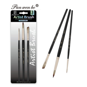 Panwenbo 3 Miếng Cọ Tròn Và Chi Tiết Bàn Chải Thiết Lập Gỗ Xử Lý Và Nylon Tóc Cho Acrylic Dầu Và Màu Nước Sơn - Product Image 1