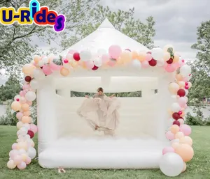 Weiße Hüpfburg benutzer definierte Größe Hochzeit springen Hüpfburg aufblasbare Hochzeit Türsteher für Hochzeits veranstaltung
