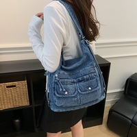 Sac fourre-tout vintage en jean 2026 grande capacité, léger, convertible en sac à dos, sacs à bandoulière décontractés pour femmes, logo personnalisé