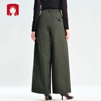 Buyi Liren Ge 2025 Automne Hiver Meilleure Vente Pantalon Femme Taille Haute Ample Décontracté Respirant Vert Militaire Délavé Sable