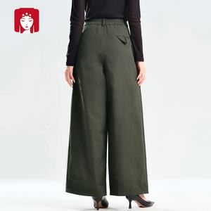Buyi Liren Ge 2025 Automne Hiver Meilleure Vente Pantalon <span class=keywords><strong>Femme</strong></span> Taille Haute Ample Décontracté Respirant Vert <span class=keywords><strong>Militaire</strong></span> Délavé Sable - Product Image 4