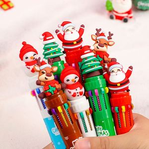 Cartoon Christmas Ten-Color Plastic Pens Creative Journal Colorful Student 10-Color Ballpoint Pens Cute Christmas Gifts Buyable - Product Image 2