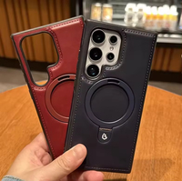 Nouvelle coque de téléphone en cuir PU avec support invisible pour iPhone 13 14 15 Pro Max 17 Pro Max et Samsung S26 Ultra