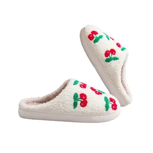 Piccola ciliegia carina tenere calde pantofole invernali accogliente pantofola di peluche pantofole per interni per la casa