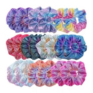 Scrunchies Solid Color Elastic Polyester Glitter Ponytail Holder Soft European American Style <b>Kids</b> Hair Ties - Product Image 2