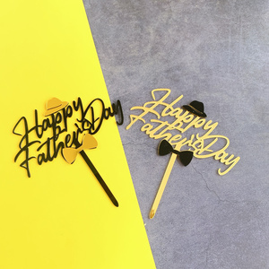 Décorations de gâteaux en acrylique, pics à <span class=keywords><strong>gâteau</strong></span> dorés aux formes exquises pour les fêtes d'<span class=keywords><strong>anniversaire</strong></span>, la fête des pères, la décoration de desserts, les pics pour cupcakes - Product Image 1