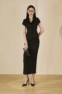 Chemise à manches courtes régulière du Vietnam, col châle féminin / col à revers, avec encolure ornée de roses KA04 - Product Image 4