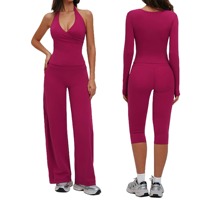 Ensemble de yoga trois pièces sans couture pour femme, avec sweat à capuche à manches longues, tenue de sport et de fitness, vêtements d'entraînement, ensemble de yoga, vêtements de sport actifs, vente en gros