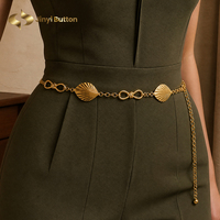Ceinture en chaîne à motif de feuilles dorées, fabriquée par Jinyi, en alliage de zinc, ceinture en métal personnalisée pour robes, jupes et pantalons pour femmes