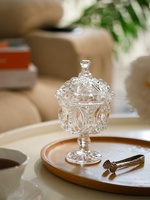 Pot de rangement en verre de style européen rétro gaufré vintage avec couvercle, pour bijoux et cure-dents, décoration, Chine continentale