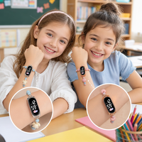 Montre numérique LED tendance pour enfants, bracelet en résine mignon avec breloques cœur et tortue, montre électronique pour filles, cadeau d'anniversaire