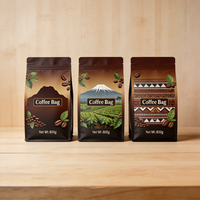 Sachet de café personnalisé avec logo, valve et fermeture éclair, emballage haute barrière pour grains de café torréfiés et café moulu, sac d'emballage alimentaire