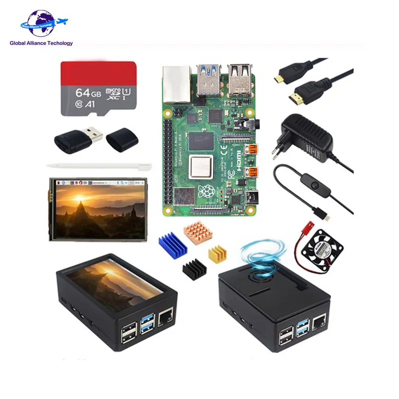 Wholesale In Stock Original Onboard Raspberry Pi 4 4gb Model B ABS Case + Power Supply Board Kit braspberry pi 4