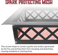 Brasero d'extérieur en acier personnalisé de 36 pouces avec design carré et grille de protection anti-étincelles en treillis croisé