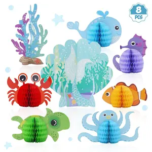 Creatieve Combo Marine Animal Papier Guirlande Hanger Honingraat Voor Baby Shower Zomer Zwembad Camping Partyneeds Levert Deco