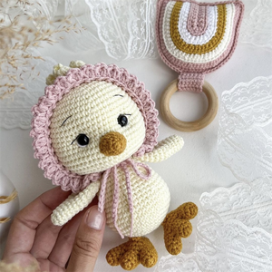 Adorable hecho a mano relleno Animal juguete ganchillo Lovey Chick <span class=keywords><strong>Amigurumi</strong></span> pato ganchillo pollo juguete - Product Image 4