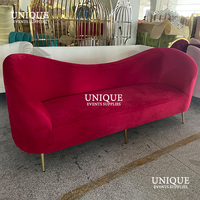 Décoration de réception de mariage moderne, canapé lounge en velours coloré avec canapé en acier inoxydable pour appartement, salon, hôtel, événement