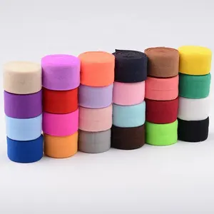 Ultra Thin 20mm Solid Fold Over Elastic Ribbon Wholesale FOE Elastic Tape Gift Webbing for DIY Headwear Hair Band