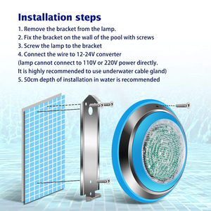 12W RGB SMD 칩 LED 수영장 전구 스테인레스 스틸 D230mm IP68 방수 정원 수중 스파 욕조 램프 벽걸이 형 - Product Image 4