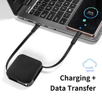 Kabel Pengisi Daya USB-C 4 in 1 Retractable Laris Manis dengan Penyangga Ponsel Pop Up, Pengisian Cepat PD 60W, Logo Custom, Hadiah Perusahaan