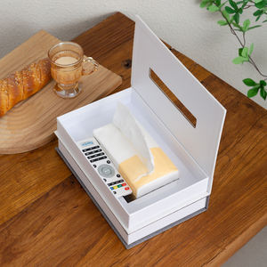 Boîte à mouchoirs en forme de <span class=keywords><strong>livre</strong></span> décorée en tissu de lin haut de gamme, boîte de rangement avec un faux <span class=keywords><strong>livre</strong></span> comme accessoire créatif. - Product Image 2