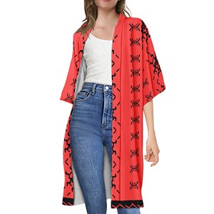 Trench-Coat décontracté pour femmes avec manches mi-longues, nouveau Design, style bohémien, imperméable, avec tatouage Totem, haut de gamme - Product Image 1