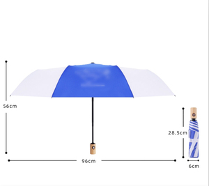 High Quality 21Inch Eco-Friendly RPET Fabric Recycled PET Polyester Material <b>Automatic</b> Folding <b>Umbrella</b> With Bamboo Handle - Product Image 5