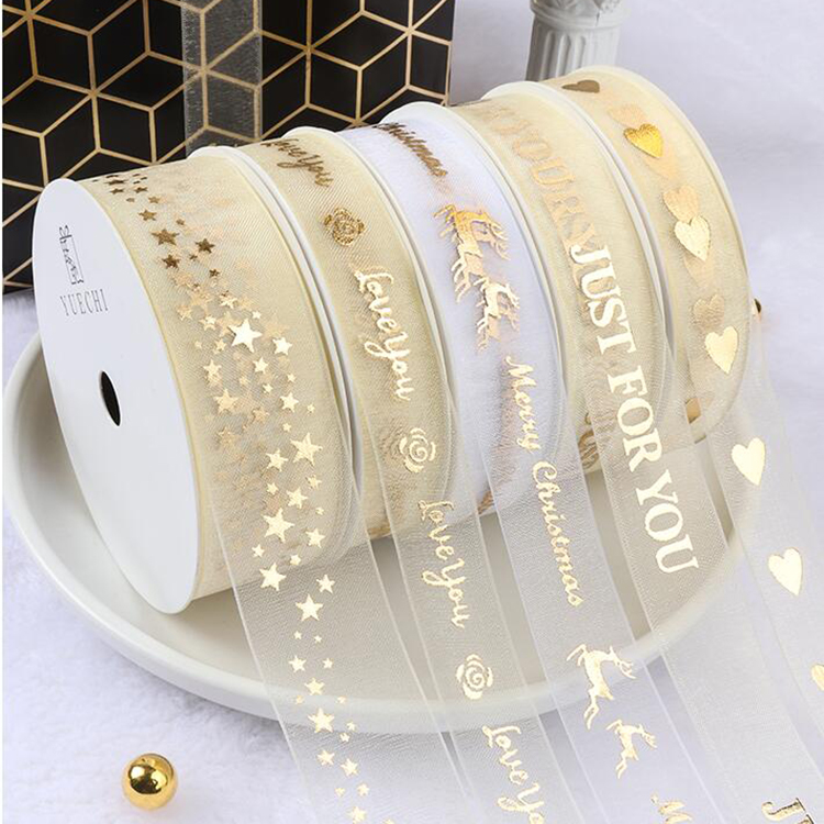 Valentines Ribbon ChiffonJust for You for Wedding Event Party Baking Bouquet Bow Card Gifts Box Packaging Decoration