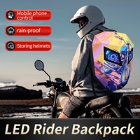 Mochila Moto LED LOY GTX-6 Caballero de Fuego, Pantalla Ojos Digitales Programable APP, Estampado Moto Impermeable para Hombre