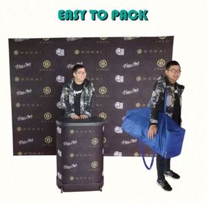 Expositor de Pared Retráctil 3x3 3x4 con Diseño Curvo, Material de Poliéster/PVC, Impresión Digital - Product Image 5