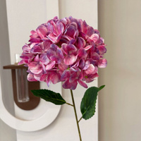 Bunga Hydrangea Buatan Warna Ungu Plum Tua Antik Grosir untuk Pernikahan, Tangkai Tunggal Hydrangea Bella Palsu untuk Desain Acara Mewah