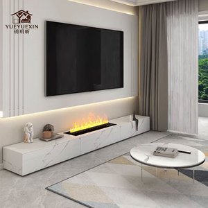 Mobile <span class=keywords><strong>TV</strong></span> Moderno Nuovo Modello 2026 con Camino Elettrico, Mobile <span class=keywords><strong>TV</strong></span> da Soggiorno con Finitura Effetto Marmo e Vano Contenitore - Product Image 2