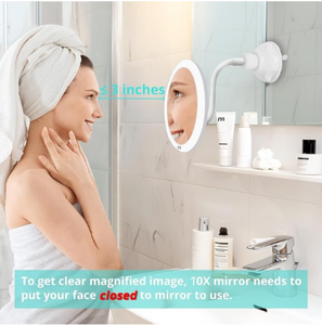 Rotación ajustable de 360 grados, <span class=keywords><strong>aumento</strong></span> de 10x, <span class=keywords><strong>espejo</strong></span> de maquillaje de <span class=keywords><strong>baño</strong></span> montado en la pared con luz LED y <span class=keywords><strong>ventosa</strong></span> de cuello de ganso - Product Image 6
