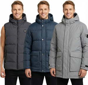 Liquidación al por Mayor, Chaqueta de Invierno para Hombre con Logotipo Personalizado, Chaleco Grueso y Suave con Cuello Alto, Bolsillos con Cremallera, Chaleco Deportivo para Exteriores - Product Image 2