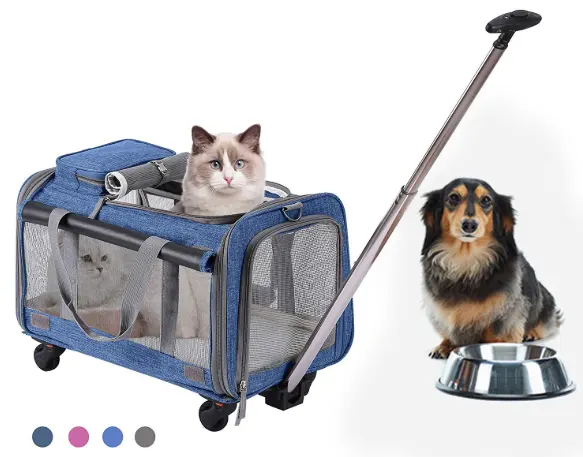 Beliebte Verwendung Erweiterbare Carry On Travel Pet Dog Carrier mit Rädern Pet Carrier Kinderwagen