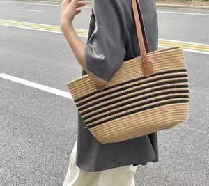 Borsa Estiva Intrecciata a <span class=keywords><strong>C</strong></span>, Elegante Borsa da Donna di Grande Capacità, Stile Cesto di Verdure, Borsa in Paglia Intrecciata - Product Image 6