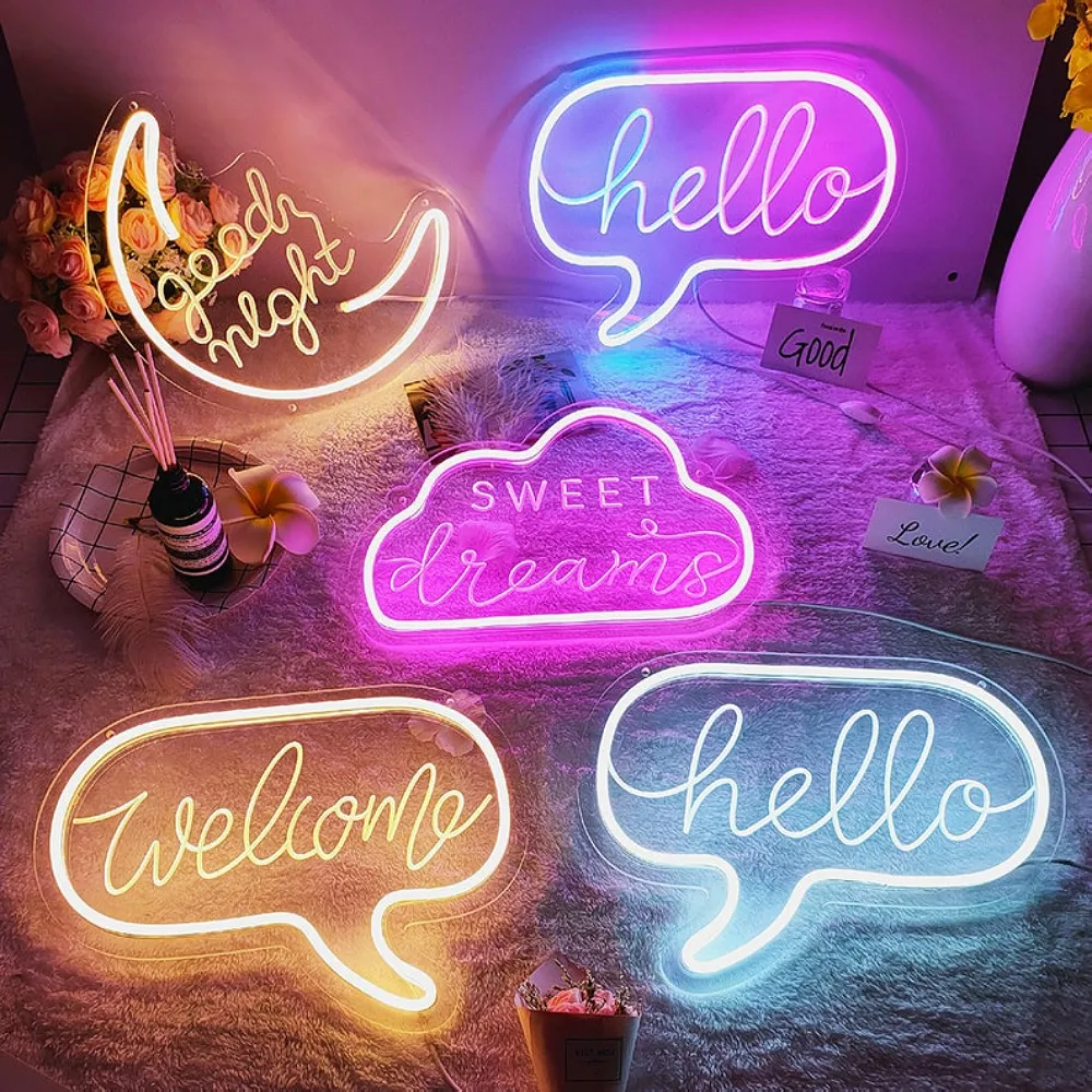Lampe néon colorée, en forme de barre, fonctionne par USB, luminaire décoratif d'extérieur, idéal pour une fête ou un mur, 4 unités