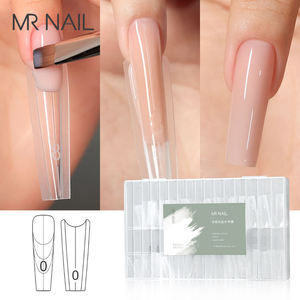 Pointes d'ongles en plastique réutilisables de style français à motif d'amande double forme <span class=keywords><strong>MR</strong></span>, couverture complète, longue durée - Product Image 1